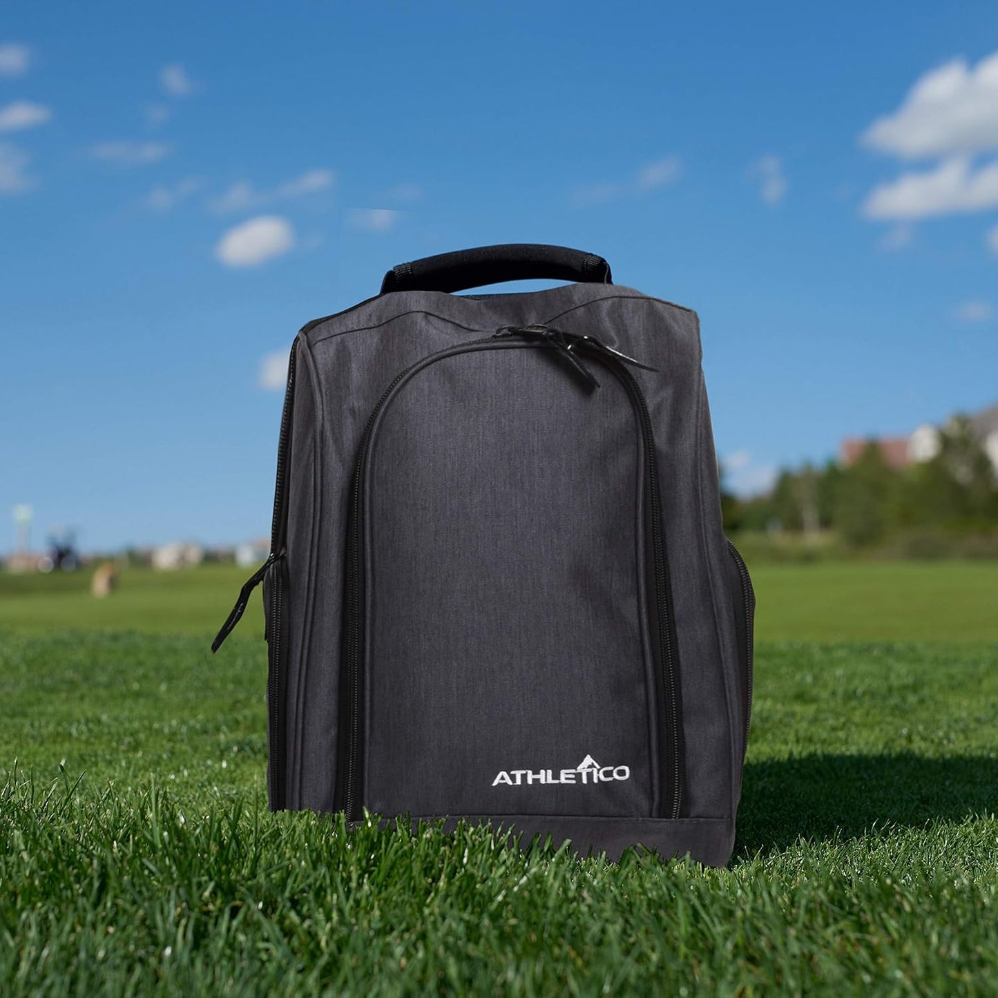Athletico Golf Shoe Bag - Zippered Shoe Carrier Bags with Ventilation & outside Pocket for Socks, Tees, Etc. (Gray)