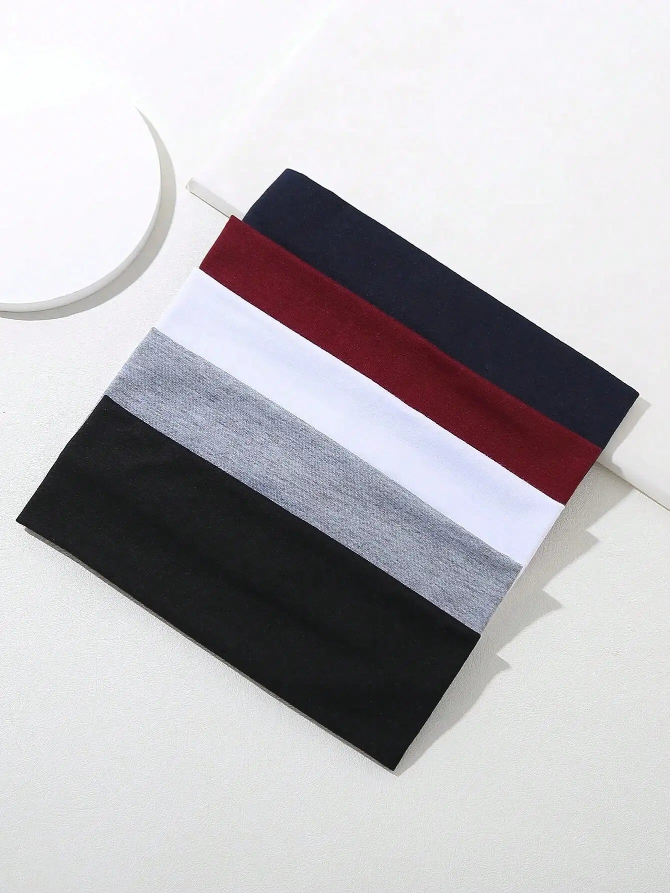 6Pcs Unisex Simple Basic Solid Color Leopard Print Face Wash Cycling Running Sports Yoga Leisure Sweat-Absorbing Headband