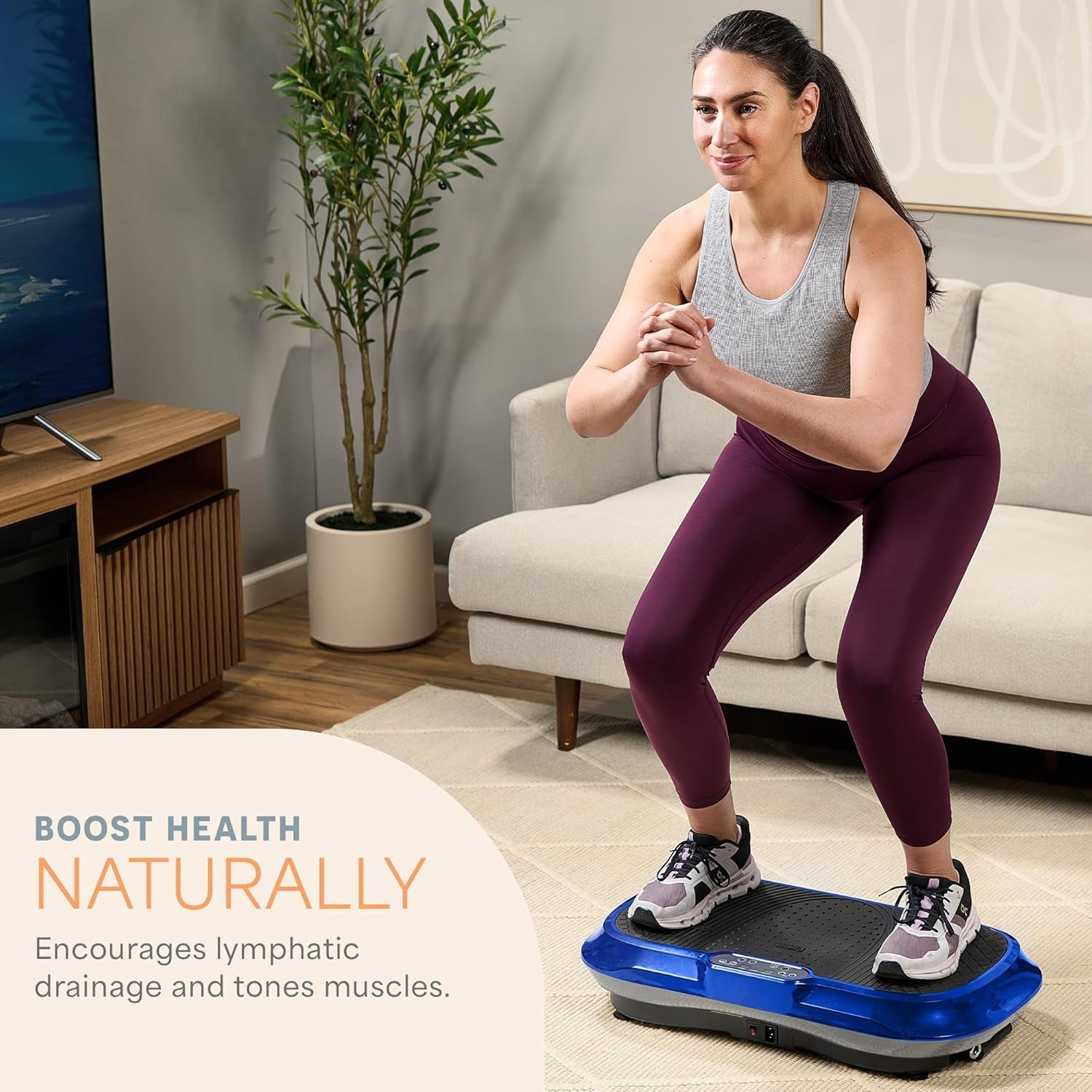 Lifepro Waver Vibration Plate Exercise Machine for Lymphatic Drainage, Muscle Activation, Full-Body Workout Vibrating Platform with Loop Bands, Fitness Equipment for Strength Toning & Fat Loss