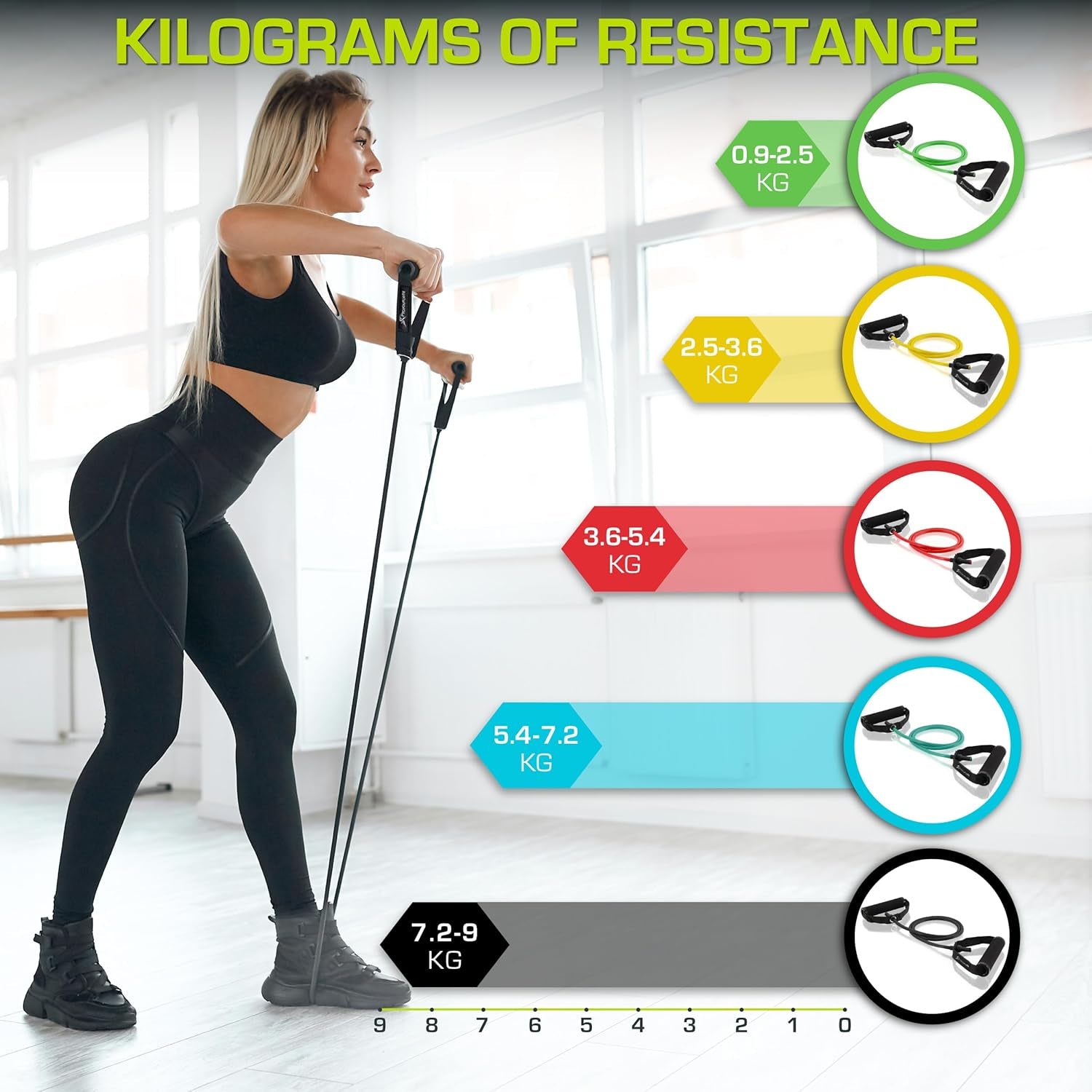 Prosourcefit Tube Resistance Bands Set 2 - 20 LB with Attached Handles, Door Anchor and Exercise Guide Full-Body Exercises and Home Workouts