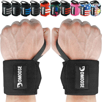 Dmoose Fitness Wrist Wraps for Weightlifting 18" - Heavy Duty Gym Wrap with Hand Thumb Loop for Support & Pain Relief, USPA Approved Powerlifting, Weight Lifting Wrist Straps for Men & Women Work Out