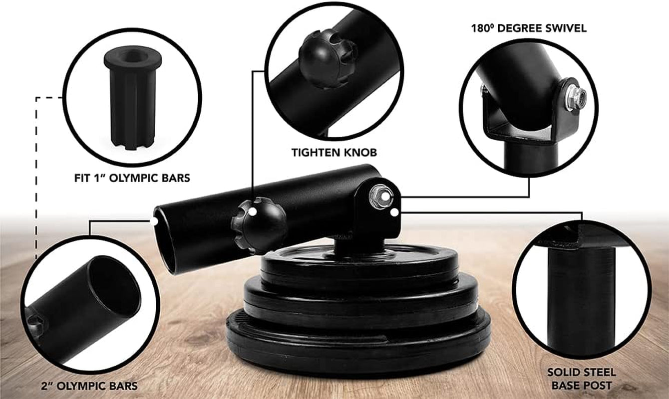 Yes4All T-Bar Row Plate Post Insert Landmine Attachment – Fit 1" & 2” Olympic Bars – Full 360° Swivel & Easy to Install
