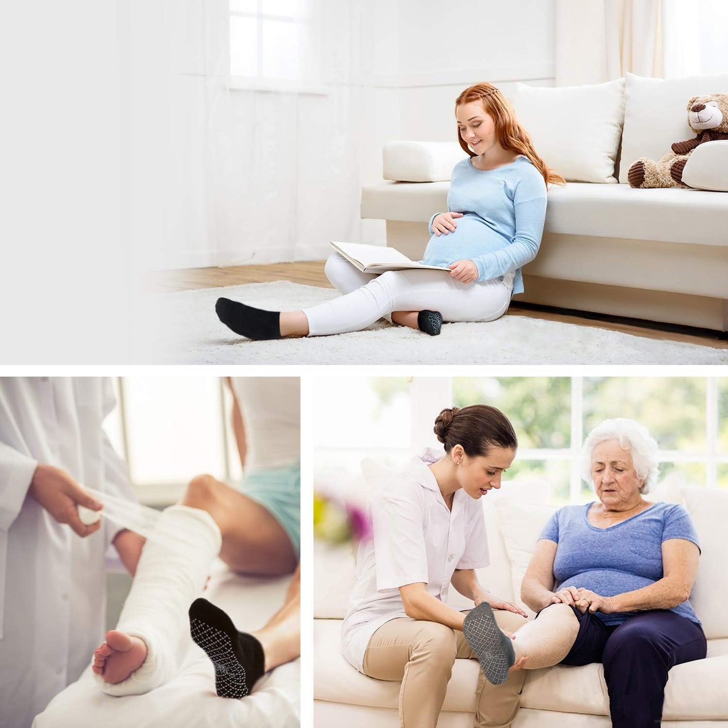 Unenow Unisex Non Slip Grip Socks with Cushion for Yoga Pilates Barre Home & Hospital