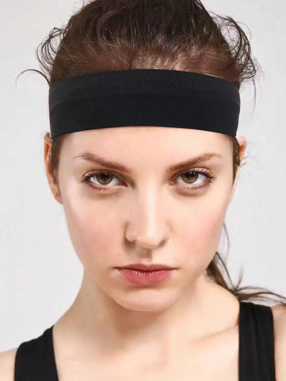 6Pcs Unisex Simple Basic Solid Color Leopard Print Face Wash Cycling Running Sports Yoga Leisure Sweat-Absorbing Headband