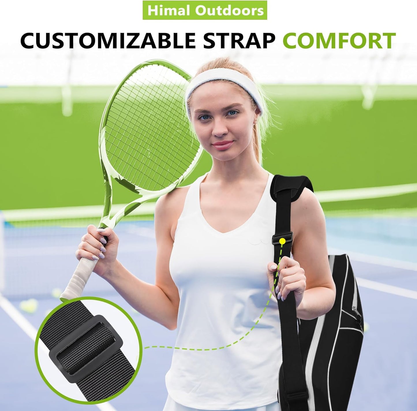 Himal 3 Racquet Tennis Bag with Protective Pad, Tennis Racket Bag for Men Women, Sports Enthusiasts of All Ages