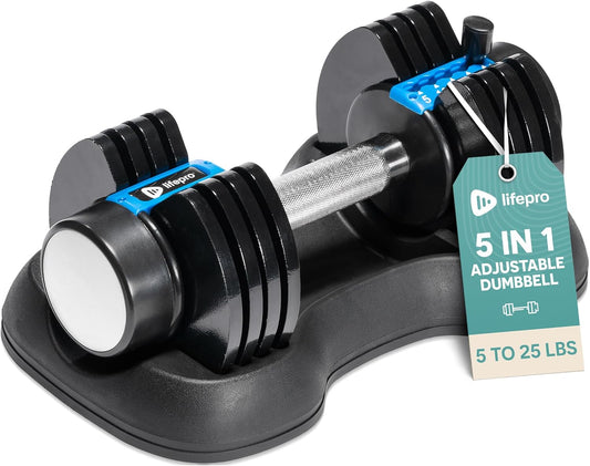 Lifepro Adjustable Dumbbells Set of 2 | 5Lb-25Lb, 2.5Lb-15Lb, 6In1 - Compact Quick Weights for Full Body Exercise & Fitness Adjustable Weight for Home Gym