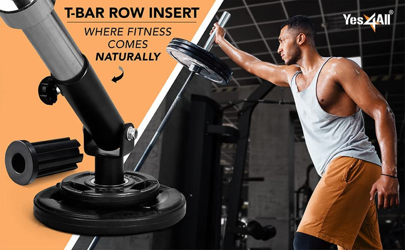 Yes4All T-Bar Row Plate Post Insert Landmine Attachment – Fit 1" & 2” Olympic Bars – Full 360° Swivel & Easy to Install