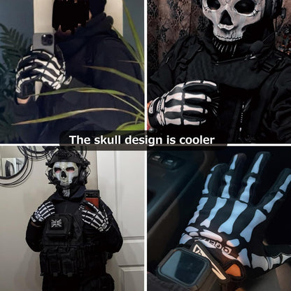 Azarxis Skeleton Gloves Adjustable Lightweight Racing Skull Sports Work Bone Gloves Anti-Slip Breathable for Men & Women Motorcycle, Cycling, Biking, Workout