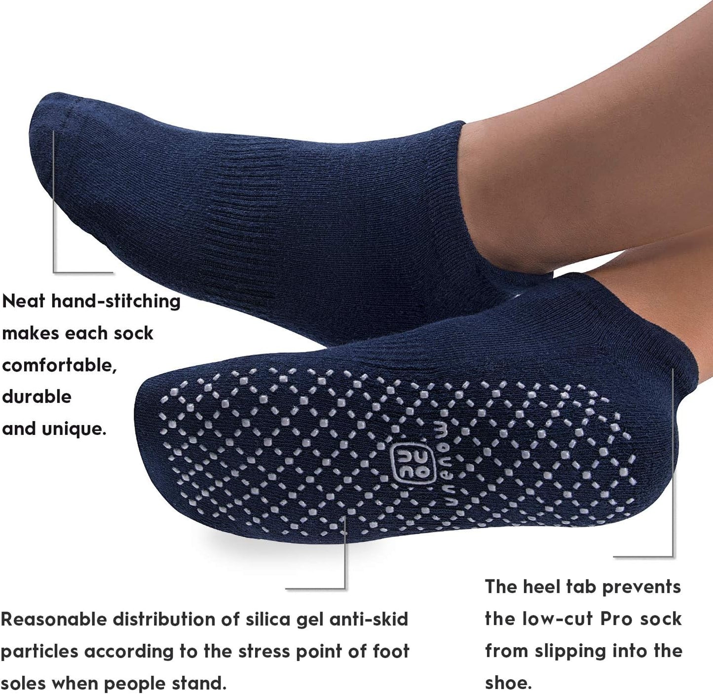 Unenow Unisex Non Slip Grip Socks with Cushion for Yoga Pilates Barre Home & Hospital