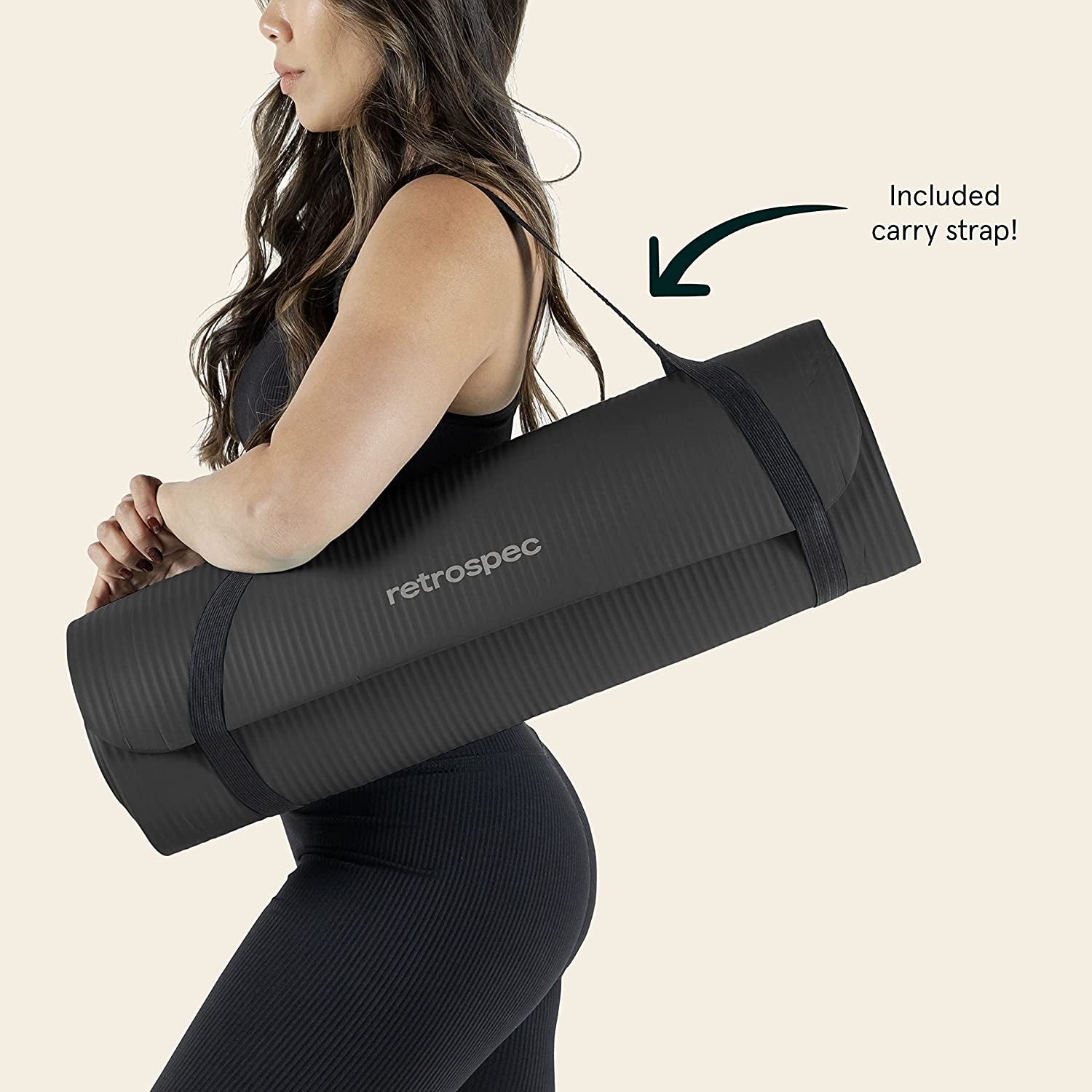 Retrospec Solana Yoga Mat 1/2" Thick W/Nylon Strap for Men & Women - Non Slip Exercise Mat for Yoga, Pilates, Stretching, Floor & Fitness Workouts
