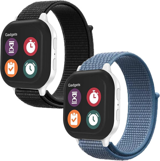 OWKEY 2 Pack Replacement Nylon Bands Compatible with Gizmo Watch 3 2 1/Gabb Watch 3E 3 2 1/Syncup Kids Watch, Hook & Loop Design Easy for Kids to Put on & Off, Breathable & Washable