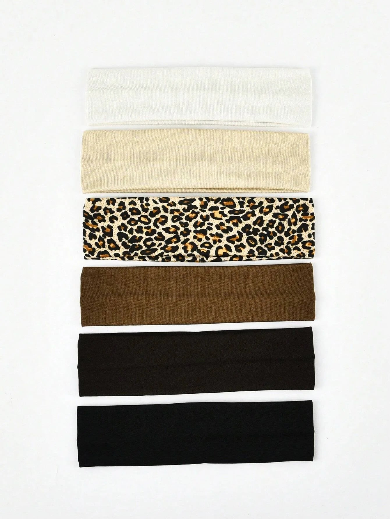 6Pcs Unisex Simple Basic Solid Color Leopard Print Face Wash Cycling Running Sports Yoga Leisure Sweat-Absorbing Headband