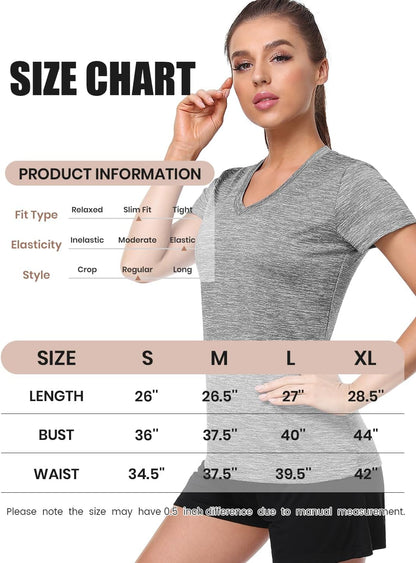 5-Pack Women'S Short Sleeve Dry Fit T-Shirt Moisture Wicking Athletic V-Neck Tee