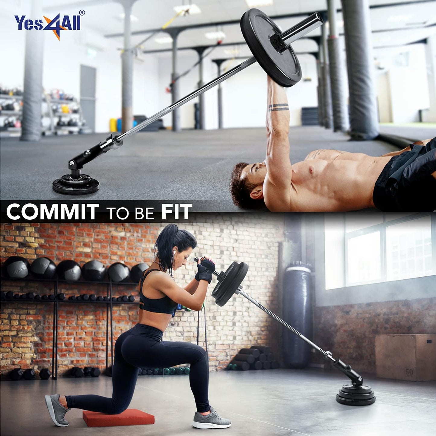 Yes4All T-Bar Row Plate Post Insert Landmine Attachment – Fit 1" & 2” Olympic Bars – Full 360° Swivel & Easy to Install