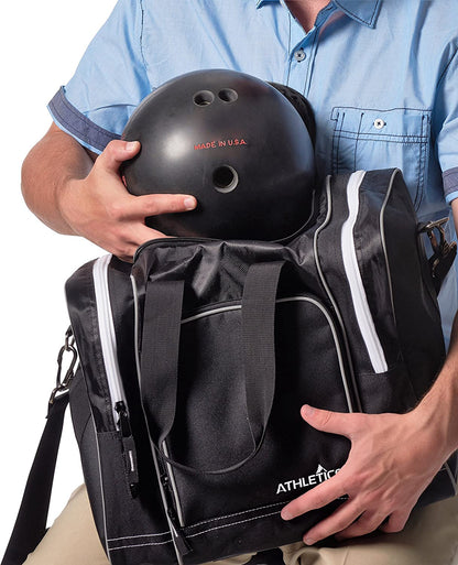 Athletico Bowling Bag for Single Ball - Single Ball Tote Bag with Padded Ball Holder - Fits a Single Pair of Bowling Shoes up to Mens Size 14