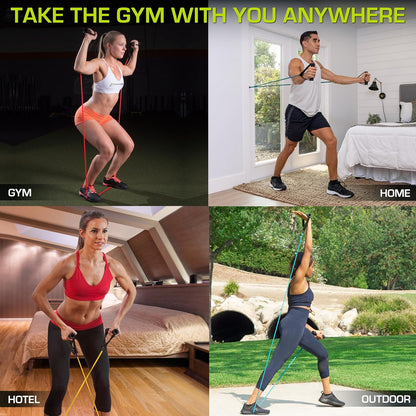 Prosourcefit Tube Resistance Bands Set 2 - 20 LB with Attached Handles, Door Anchor and Exercise Guide Full-Body Exercises and Home Workouts