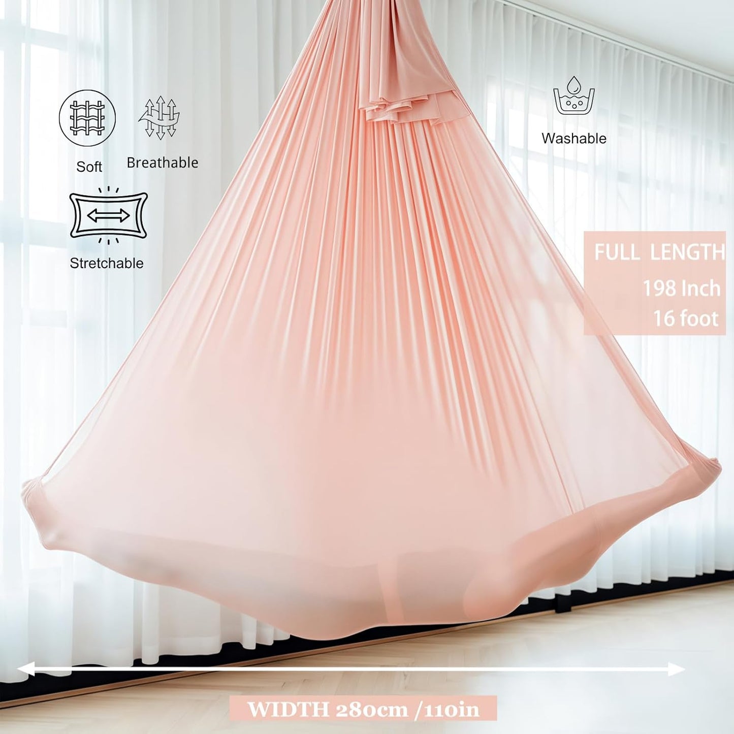 F.Life Aerial Silk Yoga Hammock & Swing for Yoga Inversion,Strength Training,Starter Hardware Kit