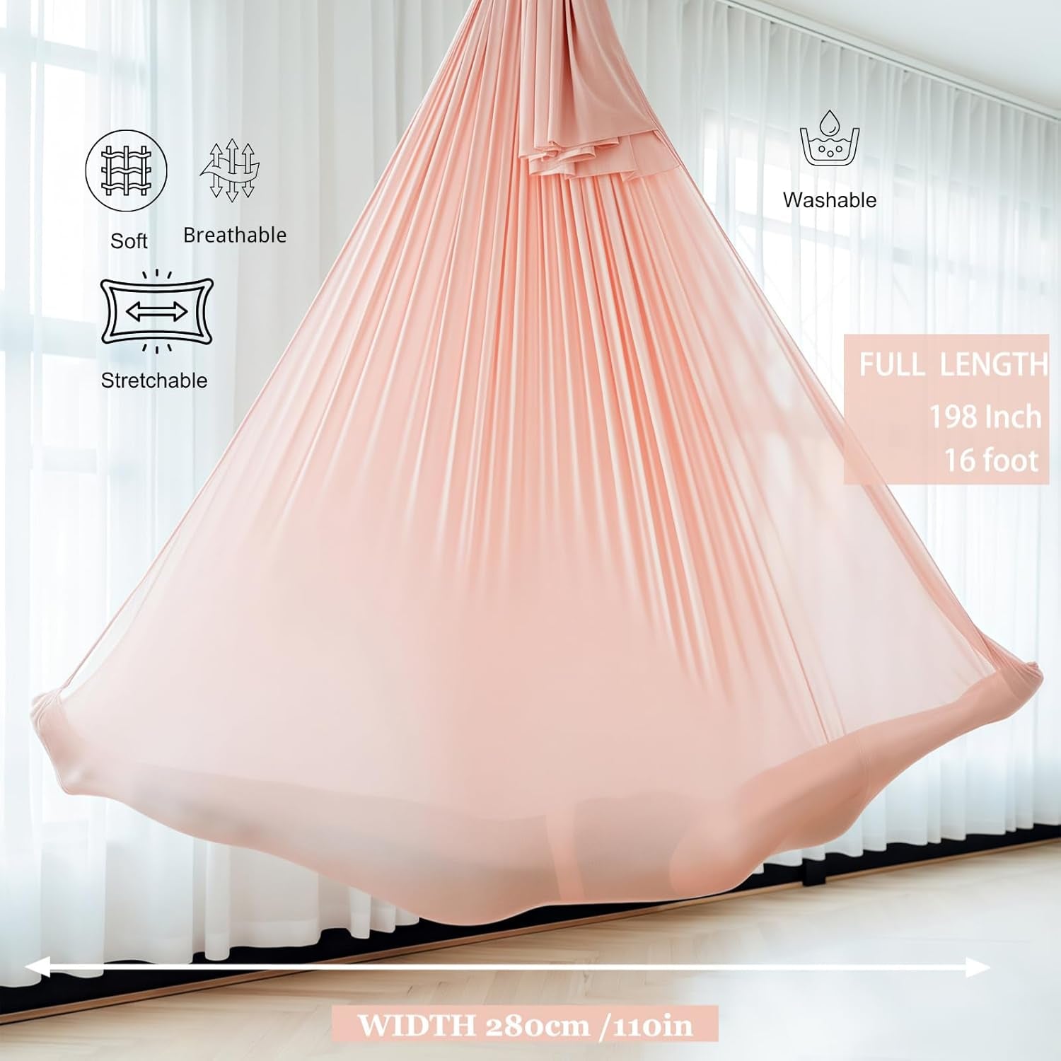 F.Life Aerial Silk Yoga Hammock & Swing for Yoga Inversion,Strength Training,Starter Hardware Kit