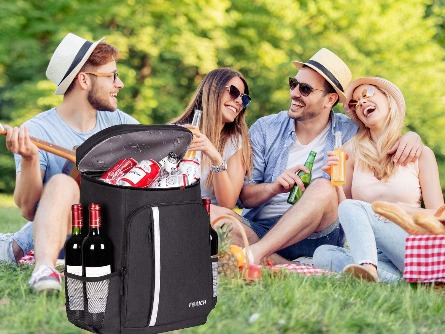 FORICH Backpack Cooler Leakproof Insulated Waterproof Backpack Cooler Bag, Lightweight Soft Beach Cooler Backpack for Men Women to Work Lunch Picnics Camping Hiking, 30 Cans