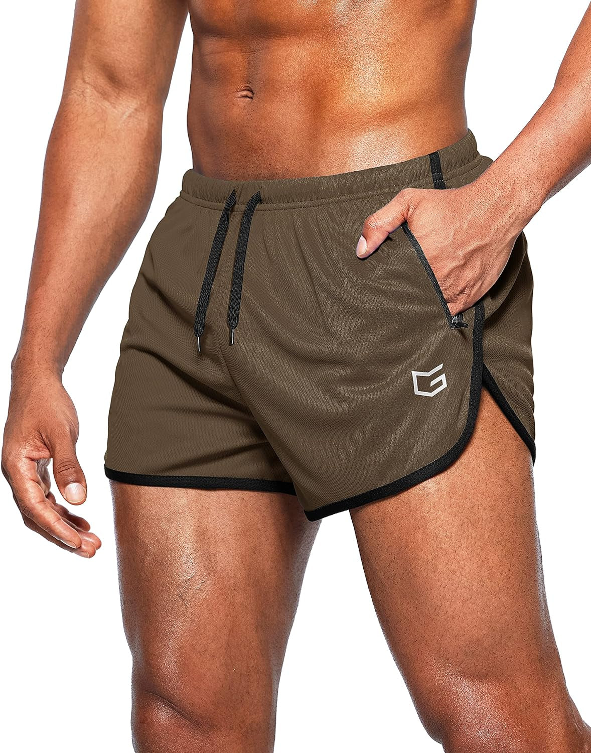 G Gradual Men'S Running Shorts 3 Inch Quick Dry Gym Athletic Jogging Shorts with Zipper Pockets