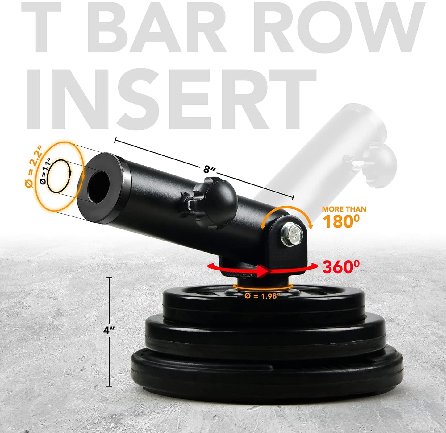 Yes4All T-Bar Row Plate Post Insert Landmine Attachment – Fit 1" & 2” Olympic Bars – Full 360° Swivel & Easy to Install