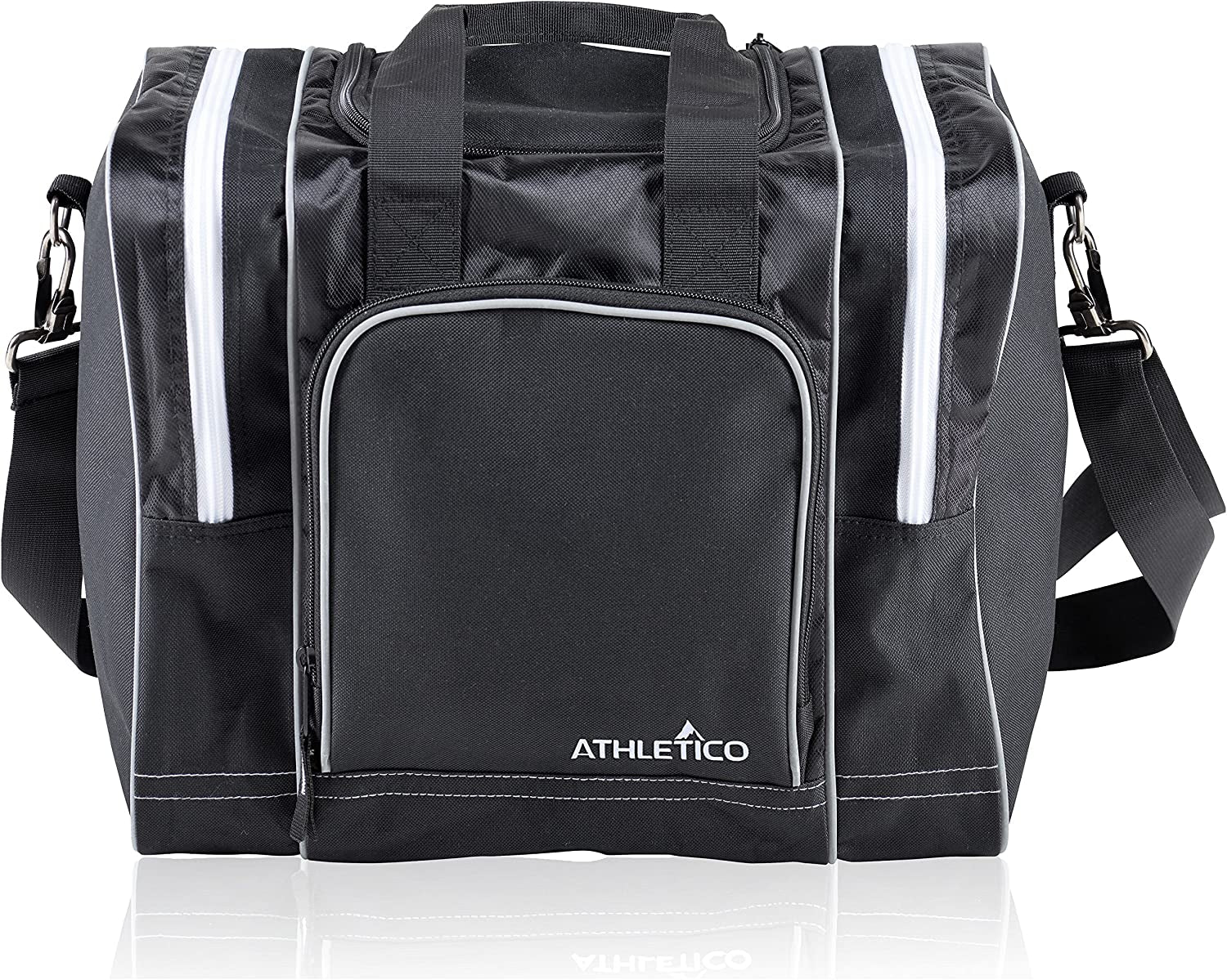 Athletico Bowling Bag for Single Ball - Single Ball Tote Bag with Padded Ball Holder - Fits a Single Pair of Bowling Shoes up to Mens Size 14